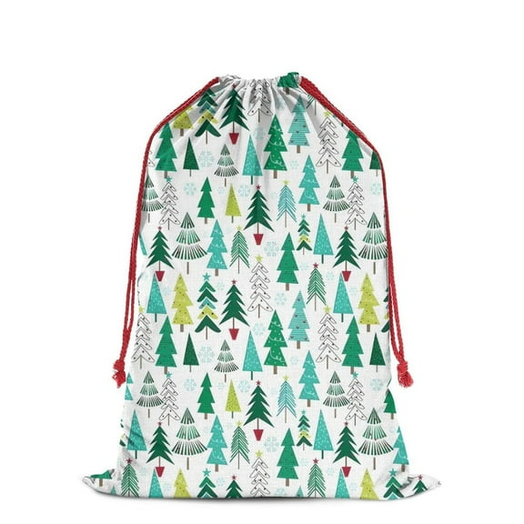 Christmas Bags Drawstring,Green Christmas Tree Pattern Large Xmas Christmas Gift Bags,Reusable for Xmas and New Year Party Favors and Supplies,27.6" X 19.7"