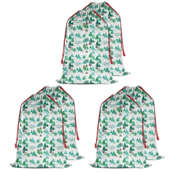 Christmas Bags Drawstring,Green Christmas Tree and Text Pattern Large Xmas Christmas Gift Bags,Reusable for Xmas and New Year Party Favors and Supplies,27.6" X 19.7"