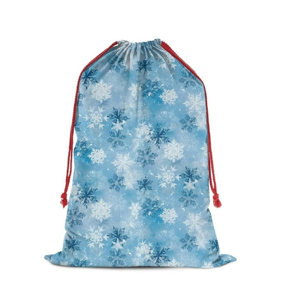 Christmas Bags Drawstring,Light Blue Christmas Snowflake Pattern Large Xmas Christmas Gift Bags,Reusable for Xmas and New Year Party Favors and Supplies,27.6" X 19.7"