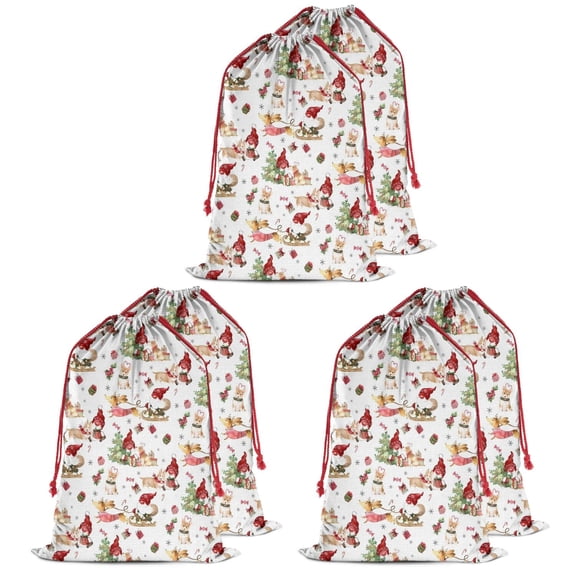 Christmas Bags Drawstring,Multicolor Christmas Pattern Large Xmas Christmas Gift Bags,Reusable for Xmas and New Year Party Favors and Supplies,27.6" X 19.7"