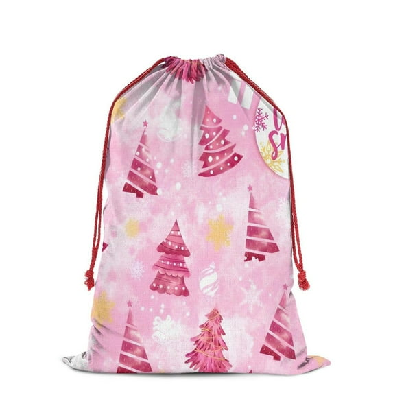 Christmas Bags Drawstring,Pink Christmas Tree Large Xmas Christmas Gift Bags,Reusable for Xmas and New Year Party Favors and Supplies,27.6" X 19.7"
