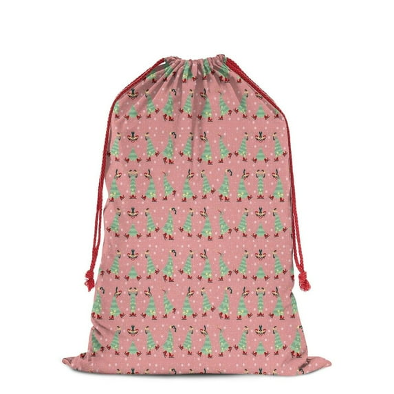Christmas Bags Drawstring,Pink Christmas Tree Pattern Large Xmas Christmas Gift Bags,Reusable for Xmas and New Year Party Favors and Supplies,27.6" X 19.7"