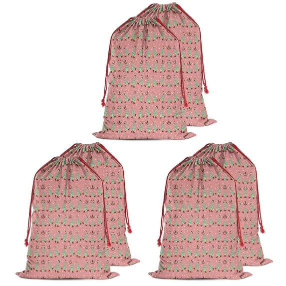 Christmas Bags Drawstring,Pink Christmas Tree Pattern Large Xmas Christmas Gift Bags,Reusable for Xmas and New Year Party Favors and Supplies,27.6" X 19.7"