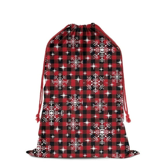 Christmas Bags Drawstring,Red and Black Christmas Snowflake Pattern Large Xmas Christmas Gift Bags,Reusable for Xmas and New Year Party Favors and Supplies,27.6" X 19.7"