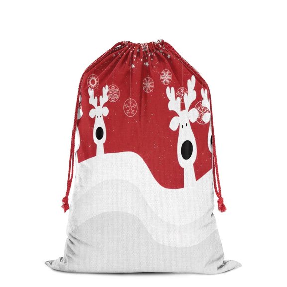Christmas Bags Drawstring,Red Christmas Reindeer Pattern Large Xmas Christmas Gift Bags,Reusable for Xmas and New Year Party Favors and Supplies,27.6" X 19.7"