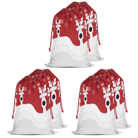 Christmas Bags Drawstring,Red Christmas Reindeer Pattern Large Xmas Christmas Gift Bags,Reusable for Xmas and New Year Party Favors and Supplies,27.6" X 19.7"