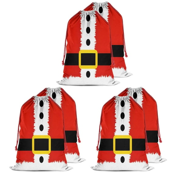 Christmas Bags Drawstring,Red Christmas Santa Costume Pattern Large Xmas Christmas Gift Bags,Reusable for Xmas and New Year Party Favors and Supplies,27.6" X 19.7"