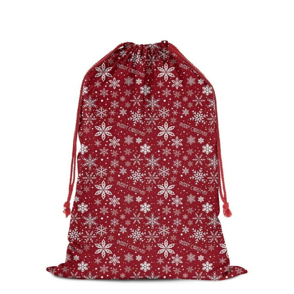 Christmas Bags Drawstring,Red Christmas Snowflake Pattern Large Xmas Christmas Gift Bags,Reusable for Xmas and New Year Party Favors and Supplies,27.6" X 19.7"