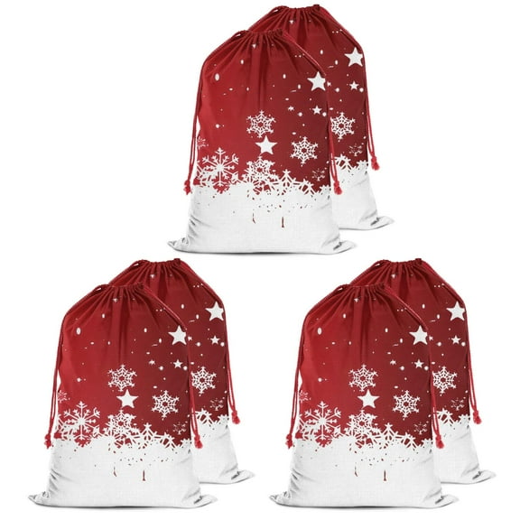 Christmas Bags Drawstring,Red Christmas Snowflake Pattern Large Xmas Christmas Gift Bags,Reusable for Xmas and New Year Party Favors and Supplies,27.6" X 19.7"