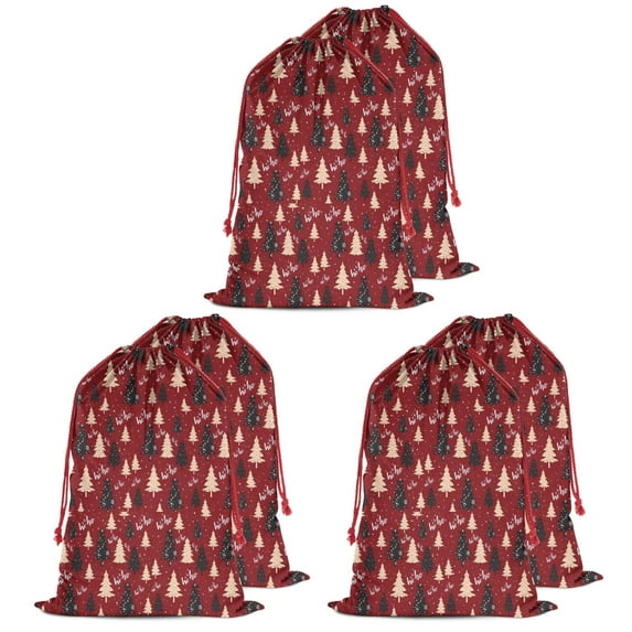 Christmas Bags Drawstring,Red Christmas Tree Pattern Large Xmas Christmas Gift Bags,Reusable for Xmas and New Year Party Favors and Supplies,27.6" X 19.7"