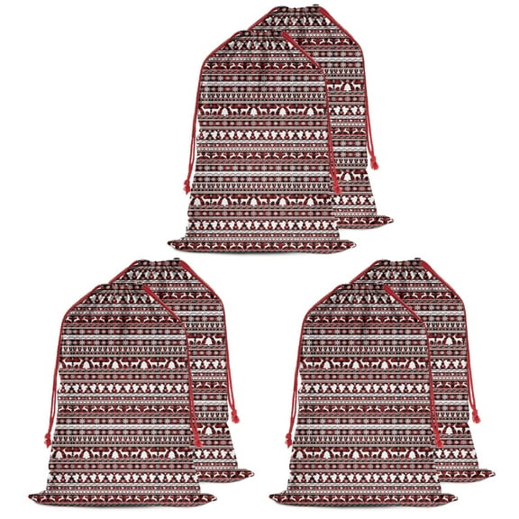 Christmas Bags Drawstring,Red and White Christmas Folk Pattern Large Xmas Christmas Gift Bags,Reusable for Xmas and New Year Party Favors and Supplies,27.6" X 19.7"