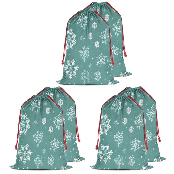 Christmas Bags Drawstring,Turquoise Christmas Snowflake Pattern Large Xmas Christmas Gift Bags,Reusable for Xmas and New Year Party Favors and Supplies,27.6" X 19.7"