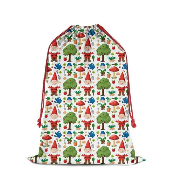 Christmas Bags Drawstring,White Christmas Gnome Pattern Large Xmas Christmas Gift Bags,Reusable for Xmas and New Year Party Favors and Supplies,27.6" X 19.7"