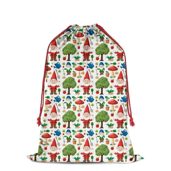 Christmas Bags Drawstring,White Christmas Gnome Pattern Large Xmas Christmas Gift Bags,Reusable for Xmas and New Year Party Favors and Supplies,27.6" X 19.7"
