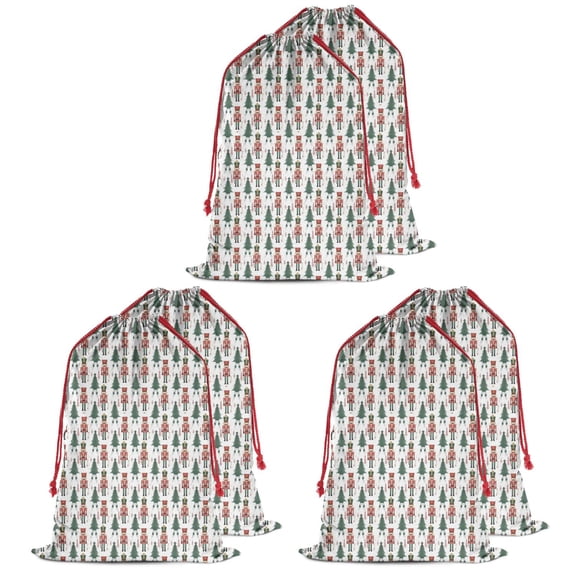 Christmas Bags Drawstring,White Christmas Nutcracker Pattern Large Xmas Christmas Gift Bags,Reusable for Xmas and New Year Party Favors and Supplies,27.6" X 19.7"
