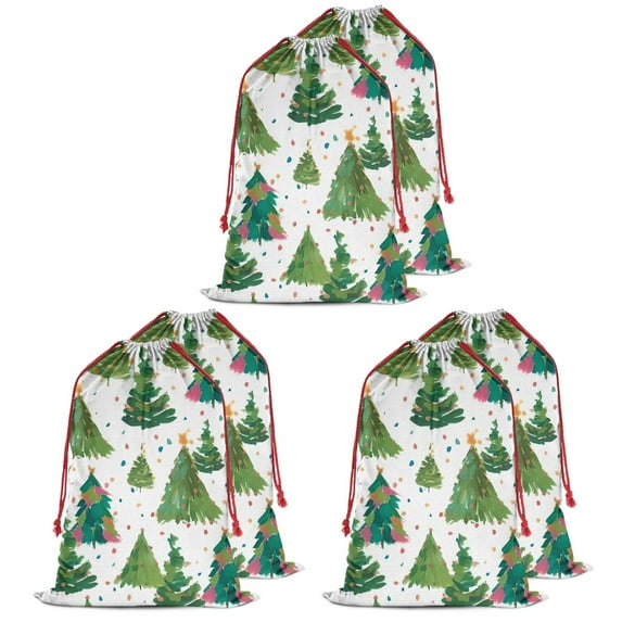 Christmas Bags Drawstring,White Christmas Watercolor Tree Pattern Large Xmas Christmas Gift Bags,Reusable for Xmas and New Year Party Favors and Supplies,27.6" X 19.7"