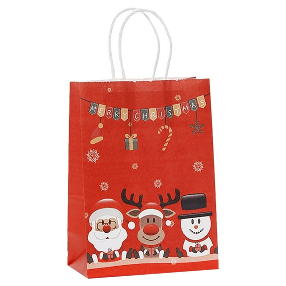Christmas Bags For Gifts, Canvas Christmas Gift Bag, Small Size Kraft Paper Bags with Handle for Holiday Gifts 8.3"x5.9"x3.14"