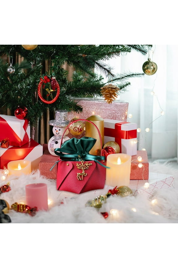 Christmas Bags Leather Tote Bucket Christmas Eve Velvet Gift Bags Christmas Fruit Candy Cloth Velvet Bags