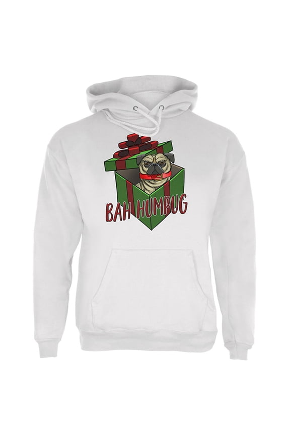 Christmas Bah Humpug Grumpy Scrooge Pug Gift Mens Hoodie White SM