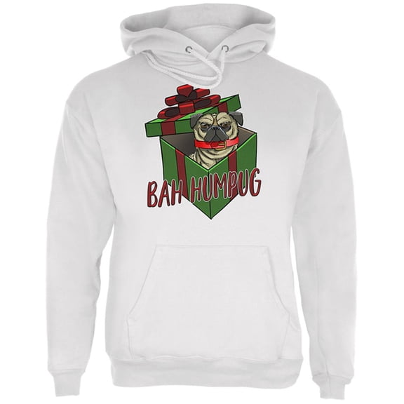 Christmas Bah Humpug Grumpy Scrooge Pug Gift Mens Hoodie White X-LG