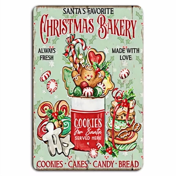 Christmas Bakery Gingerbread Sign Santa Cookies Candy Cakes Cafe Decor 8"X12"