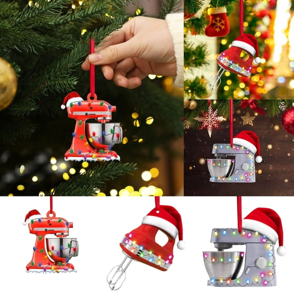 Christmas Baking Ornament, Personalized Baking Mixer 2D Flat Decoration, Double-Sided Printed, Baking Hanging Ornament with Lanyard, Baking Lovers Gift, for Xmas Tree Home Party Holiday