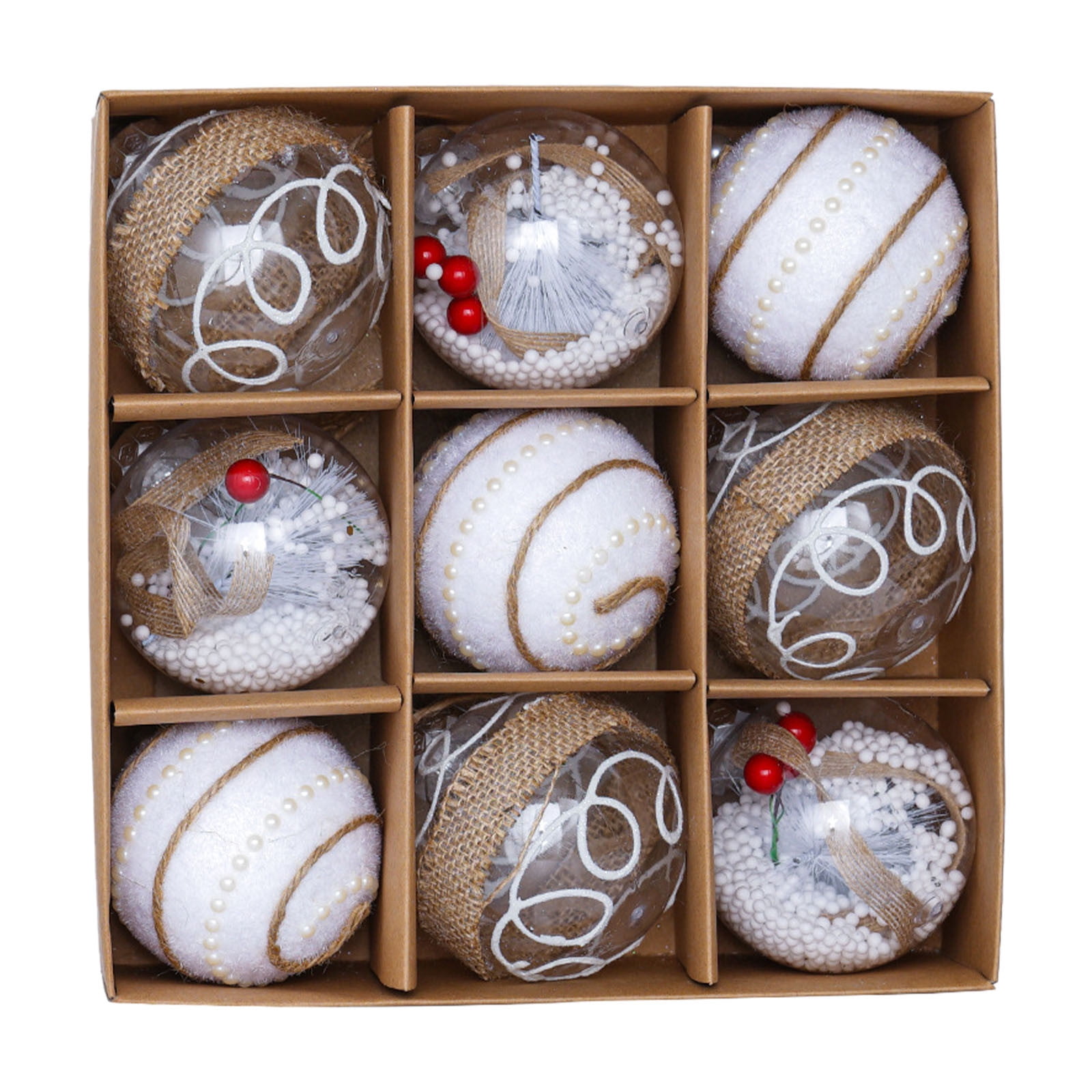 Christmas Ball 8cm 9pcs Pack Christmas Tree Plastic Foam Transparent