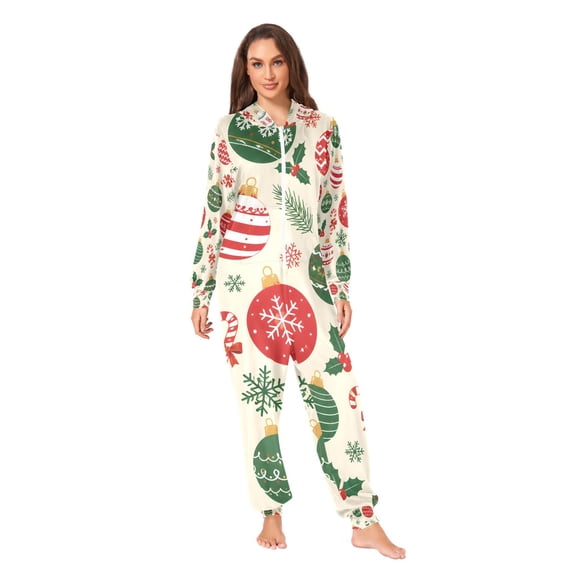 Christmas Ball Adult Unisex Onesie Pajamas One Piece Suit Pjs Sleepwear Jumpsuit