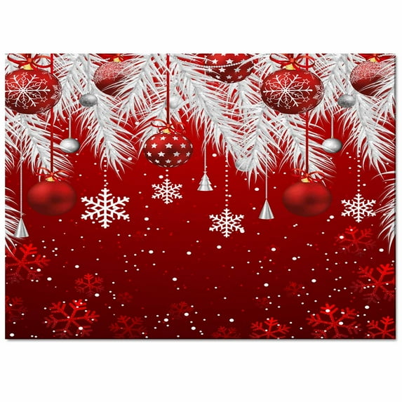 Christmas Ball Area Rug 5x7ft Snowflake Pine Tree Red Non-Slip Washable Square Rugs Soft Felt Indoor Floor Mat for Bedroom Kitchen Living Room Bathroom