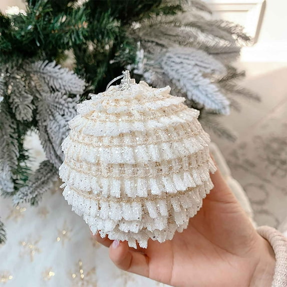 Christmas Ball Bauble Ornament Glittering Pearl Christmas Indoor Outdoor Hanging Decoration Holiday Party Wedding Halloween Thanksgiving Valentine's Day Decor
