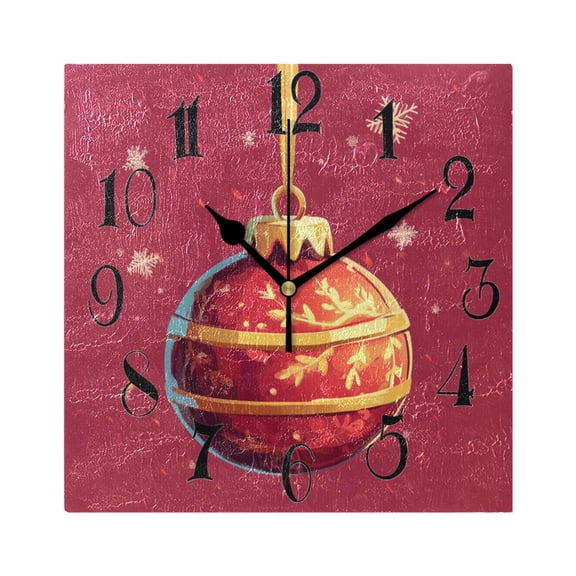Christmas Ball Bell Wall Clock Decorative Square Silent Non-Ticking Operated Clocks Aesthetic for Bedroom Living Room
