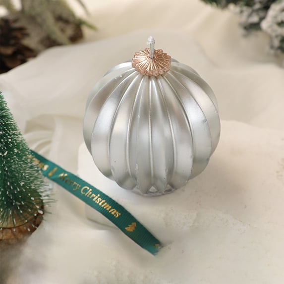 Christmas Ball Candle Home Decoration Ornament, Christmas Scented Candle Spherical Souvenir, Xmas Candle for Home Party Reading Bathing Yoga, Soy Wax Long Lasting Pleasant Scent, Festive Holiday Gift