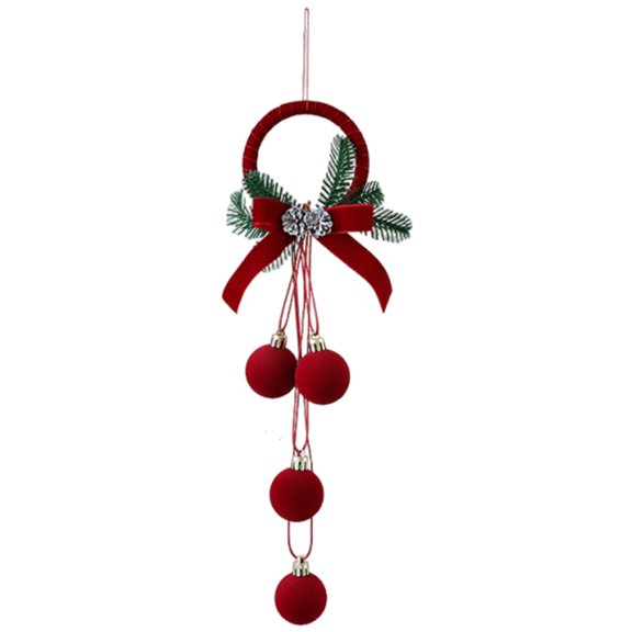 Christmas Ball, Classic Flocked Christmas Ornament, Flocked Red Bowknot Ball Pendant for Christmas Window Storefront Home Decor