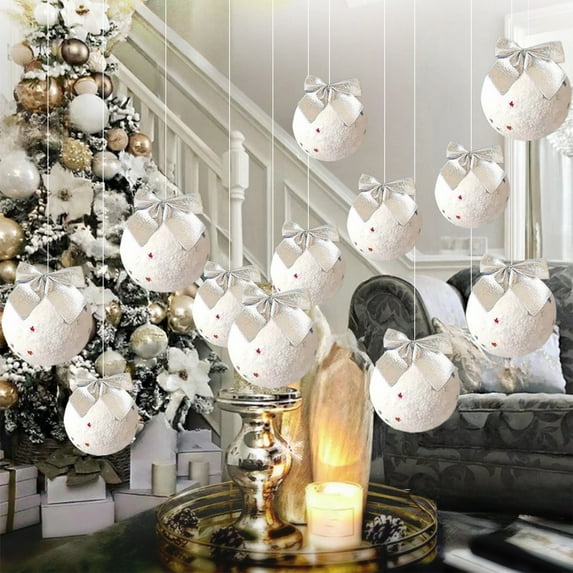 Christmas Ball Decoration Pendant Ball Snowball Pendant Bow Christmas Tree Decoration Scene Layout Window Shop Front,Holiday Decorations and Home Party Arrangements
