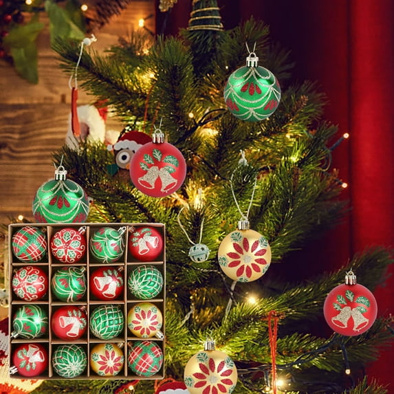 Christmas Ball Decorations - 16Pcs Christmas Decoration Supplies Colorful Christmas Set 6cm Plastic Window Decoration Christmas Tree Small Pendant Christmas Decorations