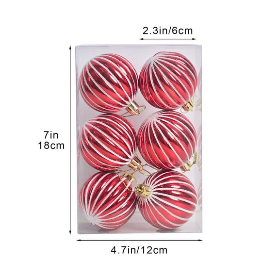 Christmas Ball Esferas Grandes Para Arbol De Navidad Christmas Hand-painted Decorative 6cm Pumpkin Pattern Glitter 6pc Christmas Tree Pendant Christmas Set