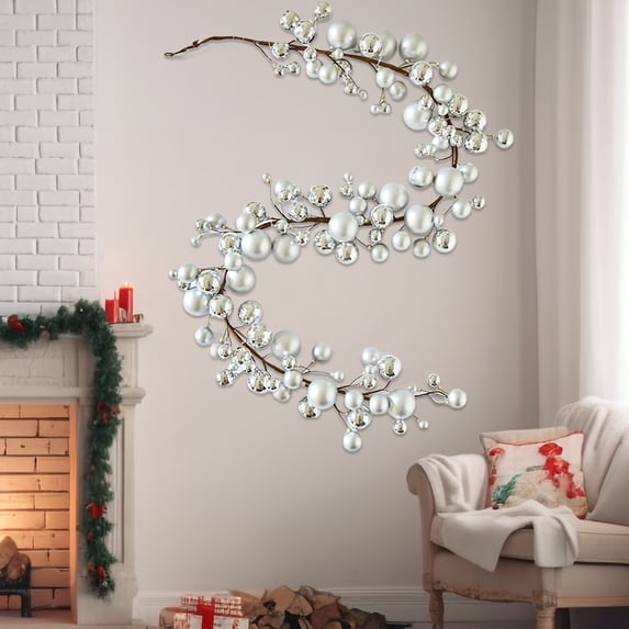 Christmas Ball Garland Ornaments Shatterproof Xmas Hanging Balls Decorations for Home Indoor Outdoor Mantel Holiday Party Wedding Tree - Christmas Ornament Silver