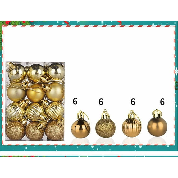 Christmas Ball Hanging Ornaments Sets 48 Pieces, Durable Lightweight Balls for Christmas Tree Decoration Home Party Bauble Decor 1.18Inch Gold