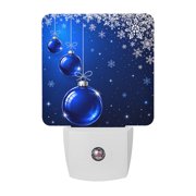 Christmas Ball Night Lights, Winter Dreamy Country Blue Snowflake Bow Tie Stars Smart Auto Dusk to Dawn Sensor Nightlights Plug-in Nightlight for Bedroom Bathroom Living Room Kitchen Hallway