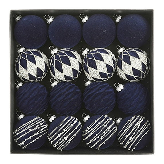 Christmas Ball Oranments, 16 Pcs Velvet Christmas Balls Flocked Christmas Tree Ornaments Plastic Balls Xmas Decorative Hanging Ornaments Christmas Tree Decoration