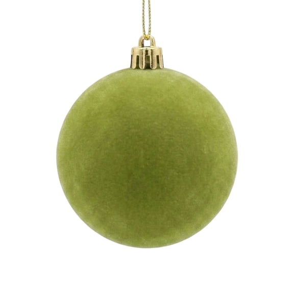 Christmas Ball Ornament 8cm Flocked Green Velvet Single Hanging Tree Bauble Holiday Decor