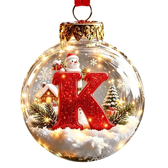 Christmas Ball Ornament, Letter K, 3.15-Inch Clear Ball with Warm LED ...