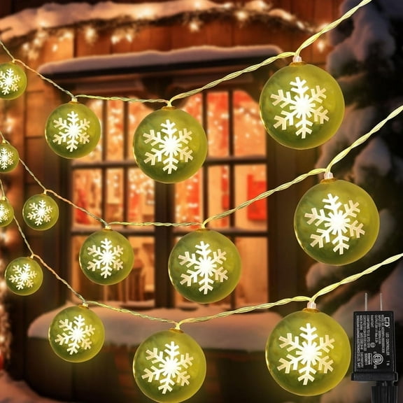 Christmas Ball Ornament Lights,17FT 20 Bulbs Warm White Christmas Tree Lights, Indoor or Outdoor Christmas String Lights,Plug in Christmas Deco Lights for Christmas Holiday Party