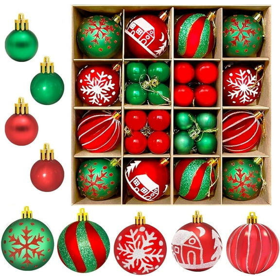Christmas Ball Ornament Set, 44 Pieces Christmas Tree Ornaments For Christmas Tree Decoration Multicolor Shatterproof Christmas Balls For Holiday Party Wreath Garland Home Interior Decoration Gifts