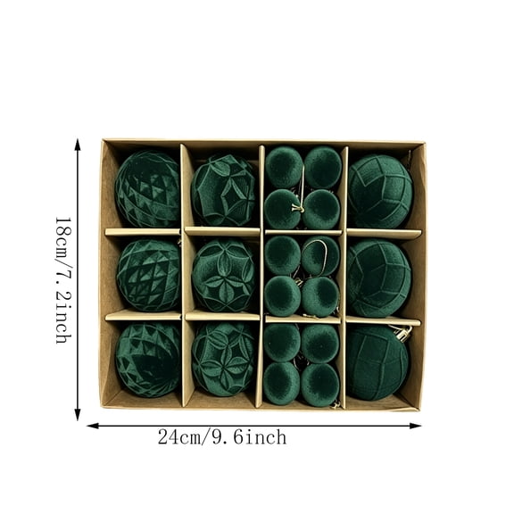 Christmas Ball Ornament Set, Green Plastic Carved Spheres Holiday Decoration for Christmas Tree Mantel Window Display Decor