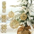 thumbnail image 1 of Christmas Ball Ornaments 1 Pcs - 3 inch Large Shatterproof Christmas Balls, Gold Glitter Finish Openwork Decorations Indoor, Novel Holiday Party Hanging Ornaments for Xmas Tree, Wreath, Vines, Gold, 1 of 7