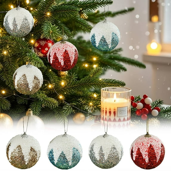 Christmas Ball Ornaments 1 Pcs - 3 inch Large Shatterproof Christmas Balls, Patterns Decorations Indoor, Aesthetic Holiday Party Hanging Ornaments for Xmas Tree, Wreath, Vines, Blue