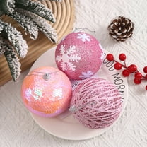 Christmas Ball Ornaments 1 Pcs - 4 inch Extra Large Shatterproof Christmas Balls, Exquisite Decorations Indoor, Novel Holiday Party Hanging Ornaments for Xmas Tree, Wreath, Vines, Pink