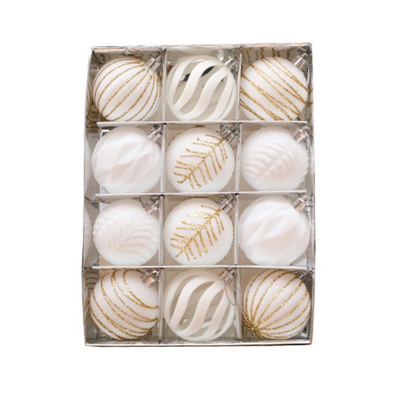 Christmas Ball Ornaments, 12 PCS 2.4 Inch DIY Shatterproof Vintage Christmas Ornaments Plastic Christmas Tree Decorations for Home Bedroom Wedding Yard Patio Window Door Wall Fence Mantel