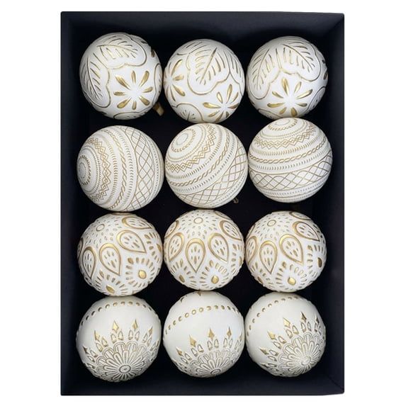 Christmas Ball Ornaments 12-Pack Antique Vintage Set, 8cm Christmas Tree Decorations with Classic Hanging Balls in Storage Box for Holiday Display by OVFUIZ